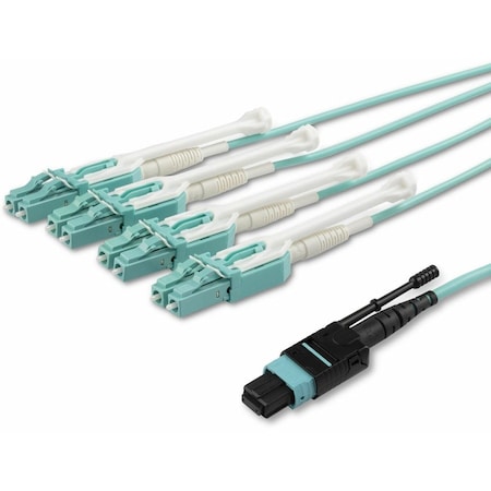 Startech.Com 5m 15ft MTPF/PC to 4x LC/PC Duplex Breakout OM3 Multimode Fiber Optic Cable, OFNP Plenum, 40G MPO8LCPL5M