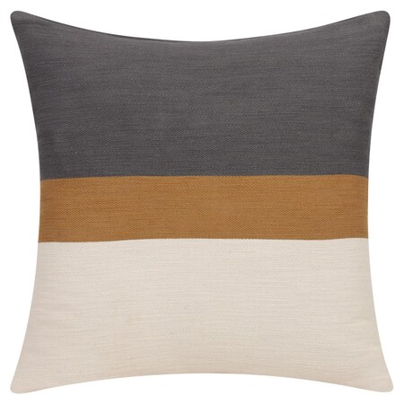 Homeroots 24" Dark Gray Brown And Off White Cotton Striped Throw Pillow 535245