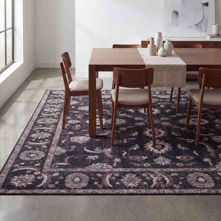 Jonathan Y Arabella Vintage Floral Border Non-Slip Machine-Washable Dark Gray/Multi 9 ft. x 12 ft. Area Rug VOR107G-9