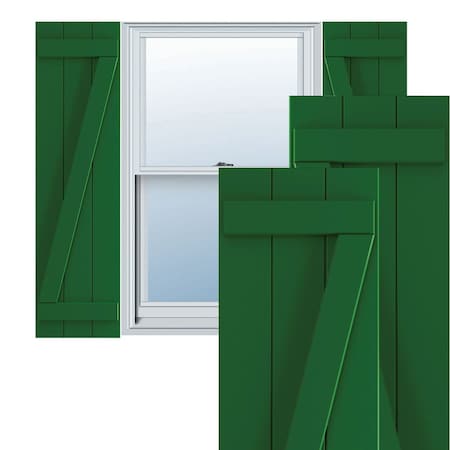 Ekena Millwork True Fit PVC Three Board Joined Board-n-Batten Shutters w/Z-Bar, Viridian Green , 16 1/8W x 50H, PR TFP102BBF16X050HG