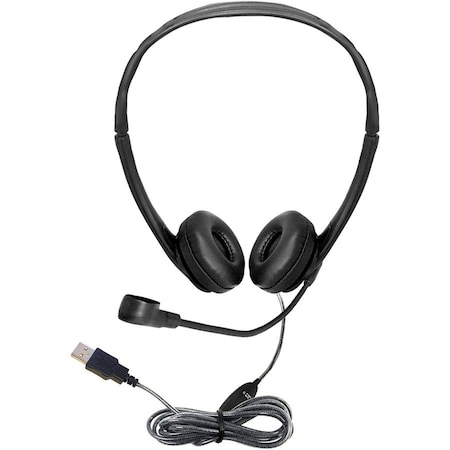 Hamiltonbuhl WorkSmart Personal Headset, USB with Steel-Reinforced Gooseneck Microphone, Leatherette Ear Cushions WS2BK