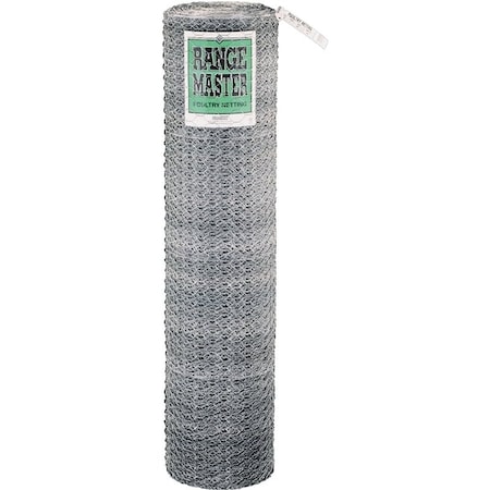 Rangemaster 6004 Poultry Net, 150 ft L, 60 in W, 20 Gauge, Hexagonal Mesh, 2 in Mesh, Steel 6329