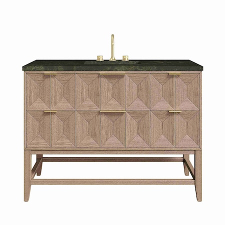 James Martin Vanities Emmeline 48" Single Vanity, Pebble Oak, w/ 3 CM Phantome Eclos Top D100-V48-PBO-3PHT