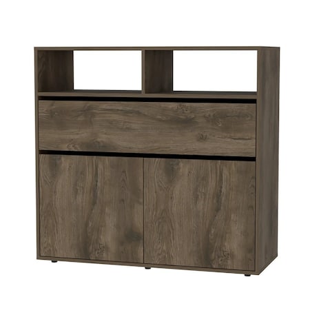 Homeroots 38" Dark Brown Single Drawer Combo Dresser 478399