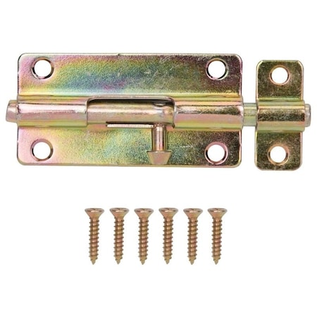 Prosource Barrel Bolt, 0.31 Dia in Bolt Head, 4 in L Bolt, Steel, Satin Brass 20486CZB-PS