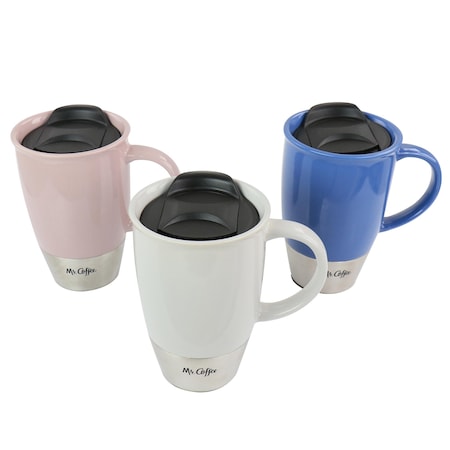 Mr. Coffee Mr. Coffee14 oz Stoneware Assorted Travel Mug, 3PK 80623.01