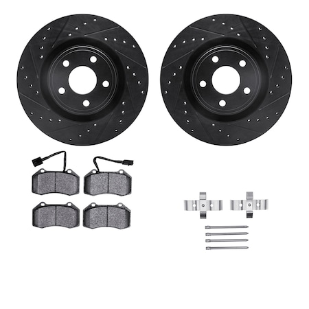 Dynamic Friction Co DFC Rotors-Drilled & Slotted-Black w/ EURO 5000 Ceramic Brake Pads Incl Hdw 8612-47005