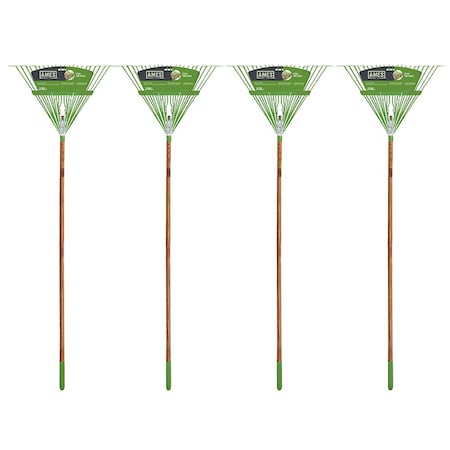 Ames 54 in. Hardwood Handle Steel Leaf Rake, 22-Tine, 4-Pack 10000-07557
