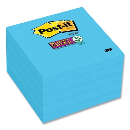 Post-It Self-Stick Notes, 3in x 3in, Electric Blue, 90 Sheets/Pad, 5PK 654-5SSBE