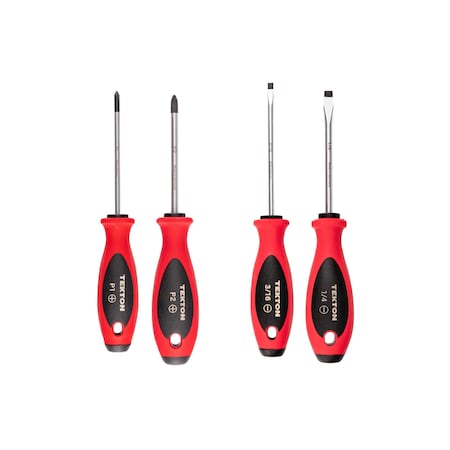 Tekton Phillips and Slotted Screwdriver Set - 4 Inch Shanks, 4-Piece (#1-#2, 3/16-1/4 in.) DWZ90002