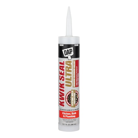 Dap Acrylic Latex Sealant, 10 oz, Cartridge, Clear, Acrylic Latex Base, Kwik Seal Ultra 18898