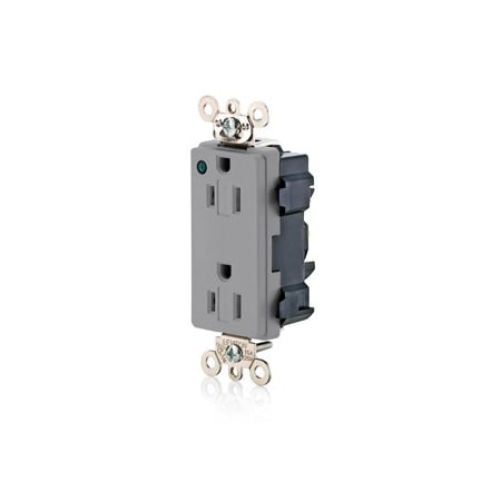 Leviton Extra Heavy Duty Hospital Grade Decora Receptacle, 15 Amp, 125 Volt M1626-PLG