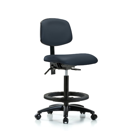 Blue Ridge Ergonomics High Bench Chair Chair, Fab, Hi Ben, Chr Tilt AA CF Cast, Bur, No Arms, 26" to 35" Height, Vinyl BR-VHBCH-RG-T1-A0-BF-RC-8582
