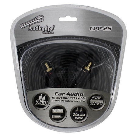Audiopipe 25 ft. 24kt Gold Plated Interconnect Cable CPP25