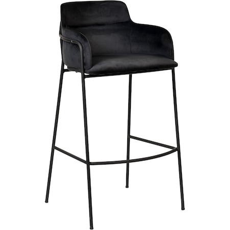 Leisuremod Axis Ergonomic Velvet/Polyester/Leather Bar Stool with Powder-Coated Steel AC29BL