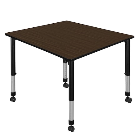 Regency Square Kee Height Adjustable Mobile Classroom Activity Table, 48 in W, 48 in L, Neo Walnut TB4848NWAPCBK