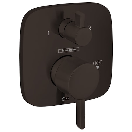 Hansgrohe Ecostat Pressure Balance Trim Square with Diverter in Matte Black 15864671