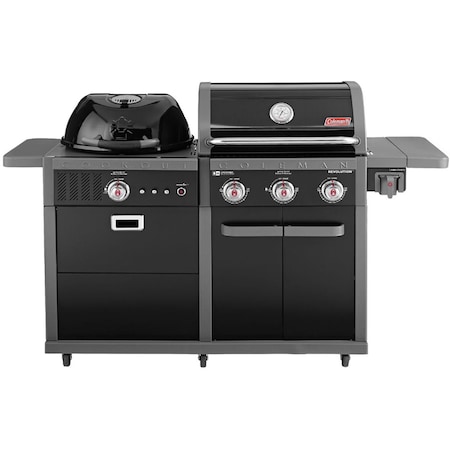 Coleman Revolution Dual Fuel 2-in-1 Combination 45,000 BTU 3-Burner Gas Grill and Charcoal Kettle Grill RV-601BBQ