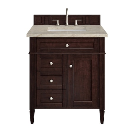 James Martin Vanities Brittany 30" Single Vanity, Burnished Mahogany, w/ 3 CM Tajnar Eclos Top 650-V30-BNM-3TJR