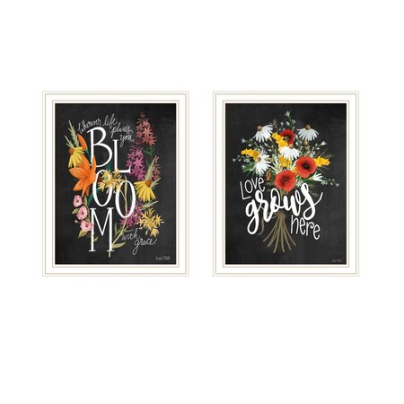 Homeroots Set Of Two Love Grows Here White Framed Print Wall Art, 2PK 407973