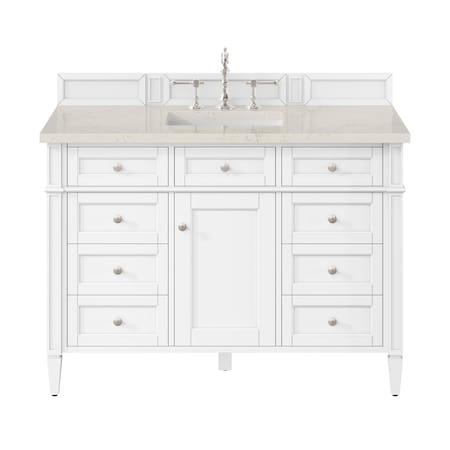 James Martin Vanities Brittany 48" Sgl Vanity in Bright White, w/ 3 CM Siberian Silestone Top w/FreePower Wireless Charger 655-V48-BW-FSFR