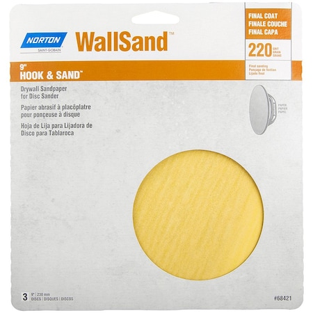 Norton Co 9" Norton 68421 WallSand Hook & Sand Drywall Sandpaper, 220-Grit, 3-Pack 68420