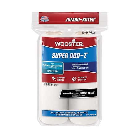 Wooster 4-1/2" Mini Paint Roller Cover, 3/8" Nap Nap, Fabric RR313