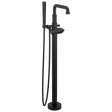 Delta Broderick Floor Mount Tub Filler Trim- Less Handle In Matte Black T4784-BLLHP-FL