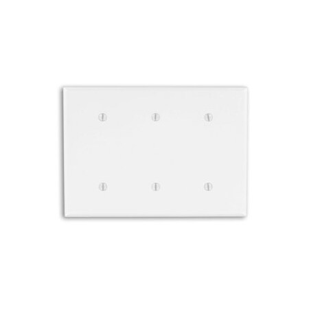 Leviton Blank Wallplate, Standard Size, Gang 3, White 88035