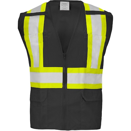 Ironwear Two-Tone Hi-Vis Safety Vest 4XL Class 2 , Zipper 6 Pockets 1287-BKZ-RD-4XL