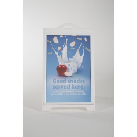 M&T Displays 24W x 36H SignPro Sidewalk Sign with Lens Protective Cover, White UPSP110024X2000