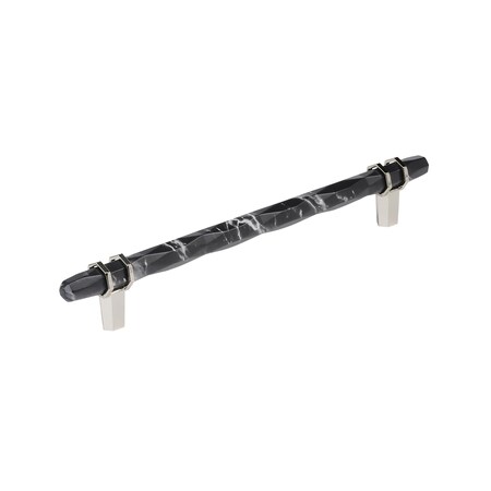 Amerock Carrione 8 inch 203mm Center-to-Center Marble Black/Polished Nickel Cabinet Pull BP36663MBKPN