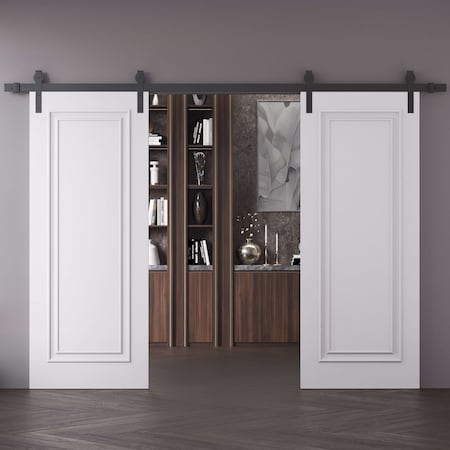 Sartodoors Double Barn Door 56x96 inches White Solid Core Modern Interior ROYAL9811DB-B-EMAL-5696