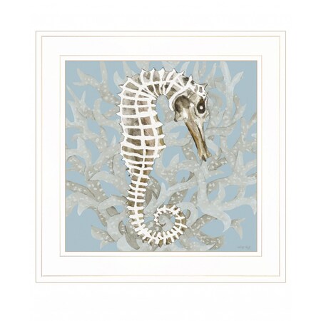 Homeroots Coral Seahorse I 2 White Framed Print Wall Art 407595