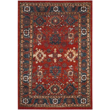 Flowers First 6 ft. 7 in. x 9 ft. Vintage Hamadan Power Loomed Area Rug, Orange & Blue - Medium Rectangle FL1881791