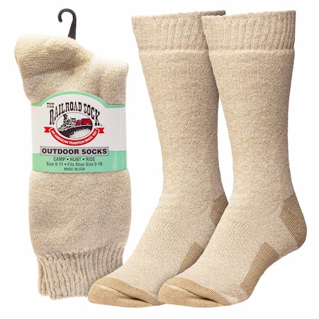 Railroad Sock Womens Crew Socks, 96% Spun Polyester, 4% Spandex, Tan, 5-10 W; 4 Pair-7.5 M, 1 PR 684 TS TN