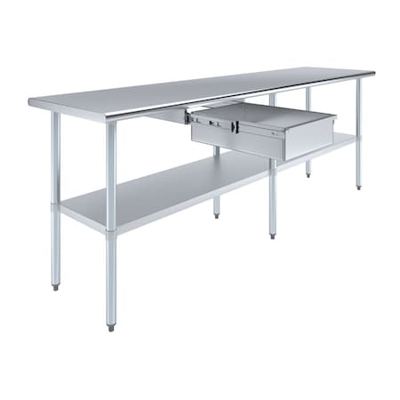 Amgood 24 in. x 96 in. Stainless Steel Table With Drawer AMG WT-2496 + DRAWER-1520-Z