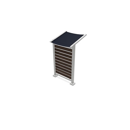 Ghent 63''W x 105''H Preserve, Single Unit, Glass, Walnut Slat Wall, Anodized Silver Frame, Navy Awning PSV1FGSSILNVYWAL