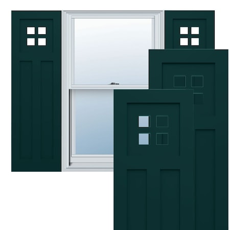 Ekena Millwork True Fit PVC San Antonio Mission Style Fixed Mount Shutters, Thermal Green, 18W x 47H, PR TFP001ST18X047FG