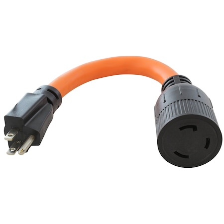 Ac Works Plug Adapter, STW, L5-30R, 5-15P, 1 ft., Orange S515L530-012