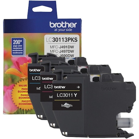 Brother Brother Cyan/Magenta/Yellow Ink Cartridges, PK3 LC30113PKS