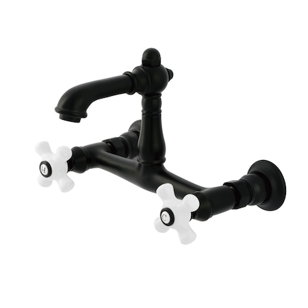 Kingston Brass Double-Handle Wall Mount Bathroom Faucet, Matte Black KS7250PX