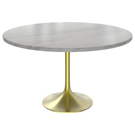 Leisuremod Round 47.24 in W, 29.34 in L, Sintered Stone/Stainless Steel, White VT23BG-48WS