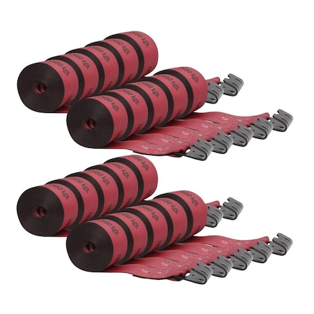 Mytee Products 20 Pack Kinedyne 4inx30ft Winch Straps Red w/flat hook WLL 5400, Flatbed Tie Down Strap, 20PK WS430R-Kx20