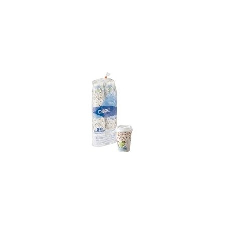 Dixie PerfecTouch 12 oz Hot Coffee Cup and Lid Sets by GP Pro, 12 fl oz, White, Paper, Hot Drink, 50PK 5342COMBO6