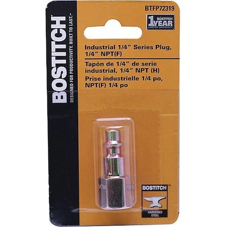 Bostitch Hose Plug, 1/4 in, FNPT, Steel, Plated BTFP72319