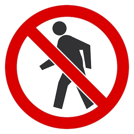 Lyle ISO No Pedestrians Symbol, 10x10, Non-Reflective, White G-1026-PL_10x10