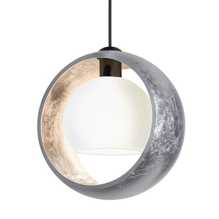Besa Lighting Besa Pogo Pendant, Silver/Inner Silver, Black Finish, 1x 35W MAX GY6.35 Base 1XT-4293SS-BK