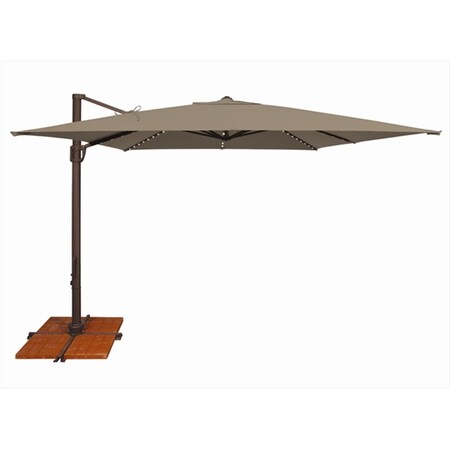 Simplyshade 10 ft. Bali Pro Square Rotating Cantilever Umbrella with Lights Taupe SSAD45SL-10SQ-00/3474