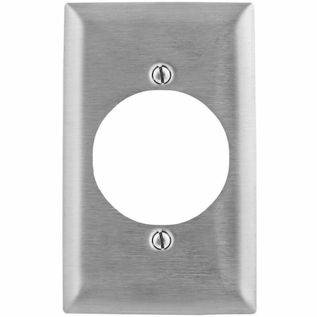Hubbell Wiring Device-Kellems Wallplates and Boxes, Metallic Plates, 1- Gang, 1) 2.15" Opening, Jumbo, Stainless Steel SSJ723